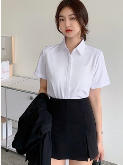 Áo sơ mi nữ tay ngắn Hàn Quốc kiểu công sở chất lavilo
