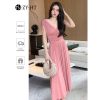 Đầm dạ hội Hàn Quốc chất cotton không tay gợi cảm màu hồng thời trang công sở ZYHT